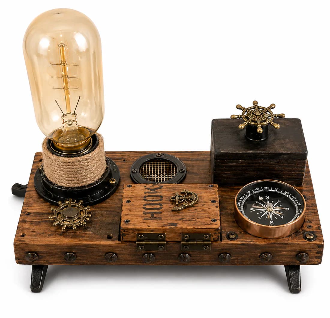 Pirate Edison Lamp in a warm industrial room