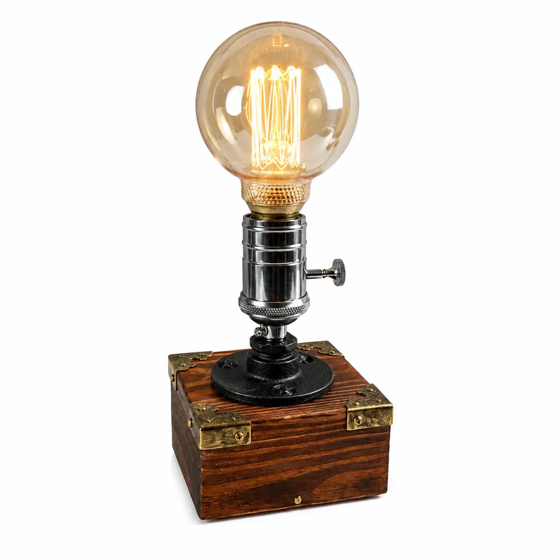 Wood Metal Lamp in a warm industrial room